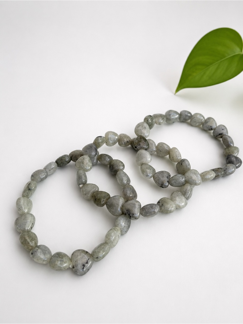 Natural Labradorite Heart Beaded Bracelet -see description